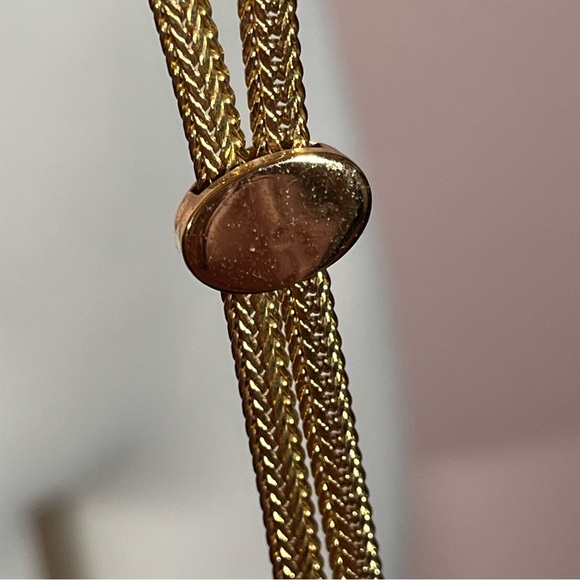 Monet Rare Vintage 1970’s Heavy Gold Lariat Bolo Mobwife Omega Chain Necklace - Picture 11 of 17